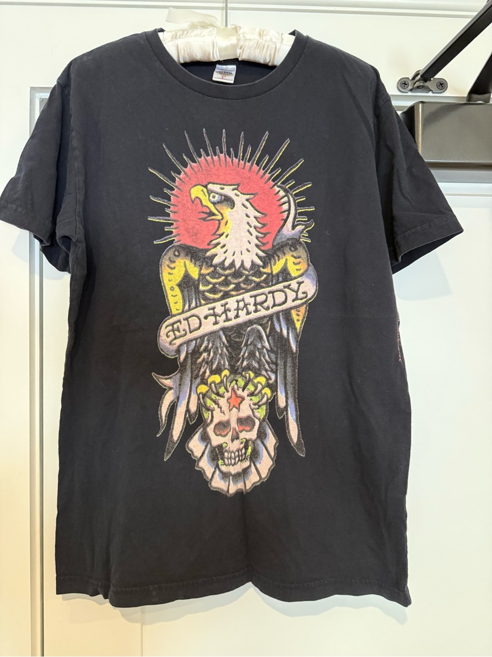 Christian Audigier Black Graphic Eagle & Skull Tee